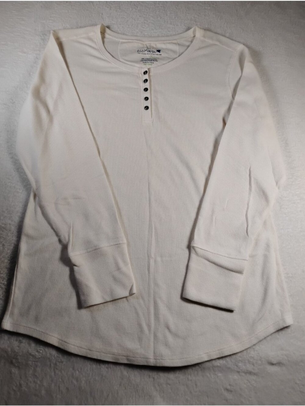 Eco Malibu By Earth Yoga Womens Henley Organic Cotton Thermal Soft XXL Cream
